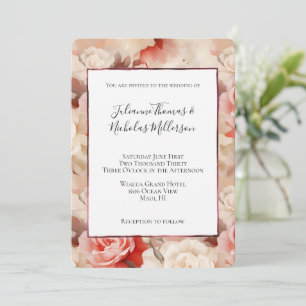Invitation Joli rose Rose de crème florale Mariage