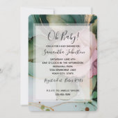 Invitation Joli Rose Rose Rose Blanc Or Baby shower Floral (Devant)
