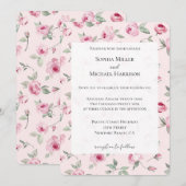 Invitation Joli rose Roses Mariage Floral (Devant / Derrière)