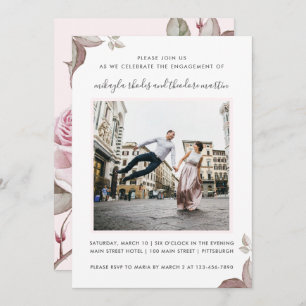 Invitation Joli rose Roses Mariage Photo Fiançailles