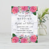 Invitation Joli rose Vrai Fleurs Mariage (Debout devant)