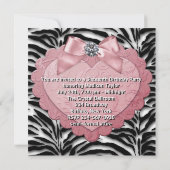 Invitation Joli rose Zebra Sweet 16 Anniversaire (Dos)