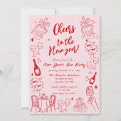 Invitation Joli rouge biscornue du soir de l'année (Devant)