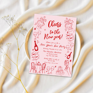 Invitation Joli rouge biscornue du soir de l'année