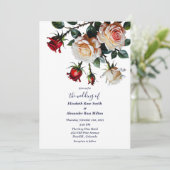 Invitation Joli Rouge et rose blanc roses mariage floral (Debout devant)