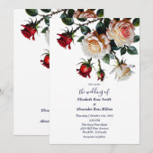 Invitation Joli Rouge et rose blanc roses mariage floral (Devant / Derrière)