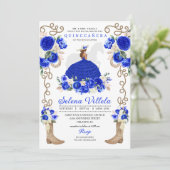 Invitation Joli Royal Blue Western Mariachi Quinceañera (Debout devant)