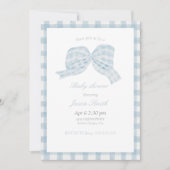 Invitation Joli ruban bleu baby shower (Devant)