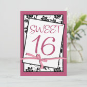 Invitation joli ruban rose doux 16 (Debout devant)