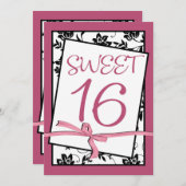 Invitation joli ruban rose doux 16 (Devant / Derrière)