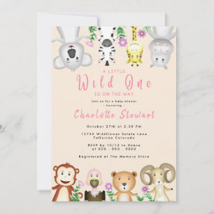 Invitation Joli Safari Animaux Wild One Girl Baby shower