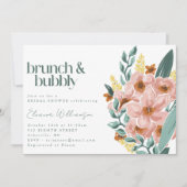 Invitation Joli Sage de Monnaie Blush Rose Floral Brunch Bubb (Devant)