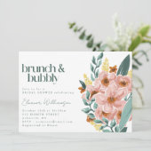 Invitation Joli Sage de Monnaie Blush Rose Floral Brunch Bubb (Debout devant)