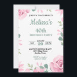 Invitation Joli Sage vert avec rose roses fête d'anniversaire<br><div class="desc">Joli Sage vert avec rose roses fête d'anniversaire,  toute invitation d'anniversaire d'âge,  changer le texte vous-même lorsque vous commandez</div>