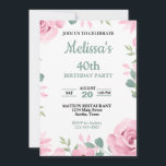 Invitation Joli Sage vert avec rose roses fête d'anniversaire<br><div class="desc">Joli Sage vert avec rose roses fête d'anniversaire,  toute invitation d'anniversaire d'âge,  changer le texte vous-même lorsque vous commandez</div>