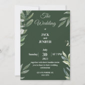 Invitation Joli Sage Vert moderne avec Mariage simple blanc (Devant)