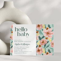 Joli Sage Vert rose Floral Hello Baby shower