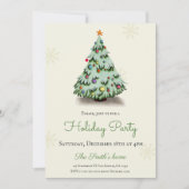 Invitation Joli sapin de Noël avec ornements Fête des fêtes (Devant)