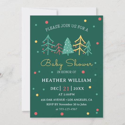 Invitation Joli sapin de Noël Baby shower garçon d'hiver (Devant)