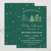 Invitation Joli sapin de Noël Baby shower garçon d'hiver (Devant / Derrière)