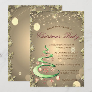 Invitation Joli sapin de Noël étoiles dorées Noël