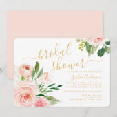 Invitation Joli Script Blush Or Floral Mariage (Devant / Derrière)