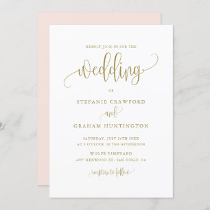 Invitation Joli script de calligraphie Mariage or
