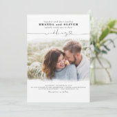 Invitation Joli Script Élégant Photo superposition Mariage bl (Debout devant)