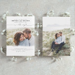 Invitation Joli Script Élégant Photo superposition Mariage bl<br><div class="desc">Romantique moderne et minimaliste invitation photo mariage</div>