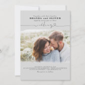 Invitation Joli Script Élégant Photo superposition Mariage gr (Devant)