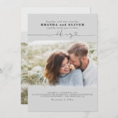 Invitation Joli Script Élégant Photo superposition Mariage gr (Devant / Derrière)