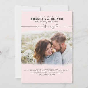 Invitation Joli Script Élégant Photo superposition Mariage ro