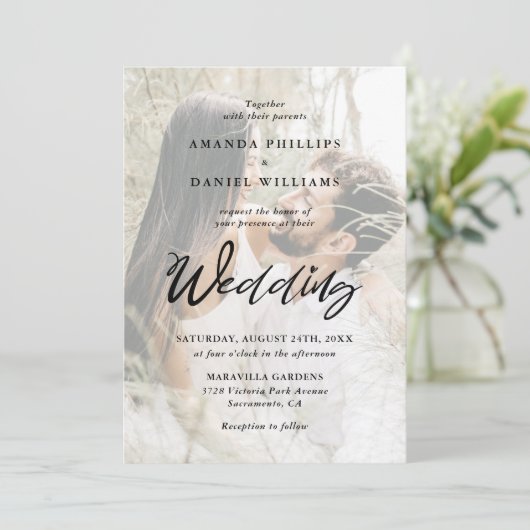 Invitation Joli Script Elegant Rustic 2 Mariage photo (Debout devant)