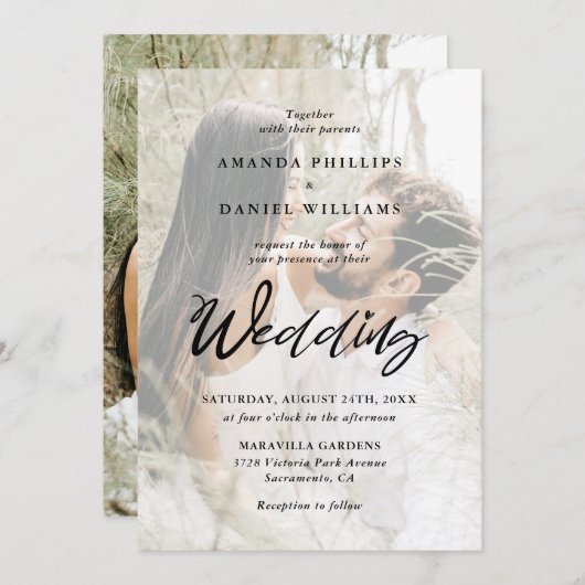 Invitation Joli Script Elegant Rustic 2 Mariage photo (Devant / Derrière)