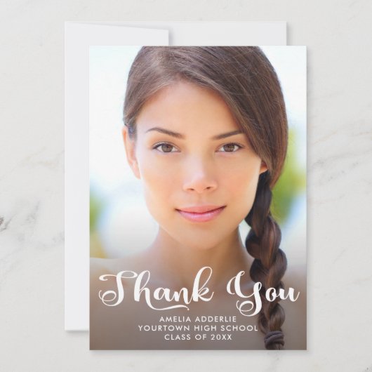 Invitation Joli Script Graduation 2 Merci photo (Devant)