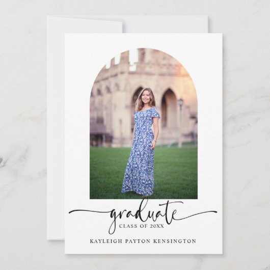 Invitation Joli Script Graduation Arch Photo (Devant)