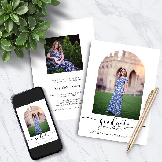 Invitation Joli Script Graduation Arch Photo