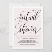 Invitation Joli Script rose Douche virtuelle | FÊTE DES MARIÉ (Devant)
