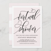 Invitation Joli Script rose Douche virtuelle | FÊTE DES MARIÉ (Devant / Derrière)