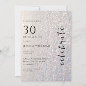 Invitation Joli Silver Snow & Bokeh 30e fête d'anniversaire (Devant)
