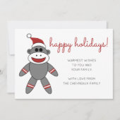Invitation Joli Singe Sock Avec Santa Hat Fêtes de Noël (Devant)