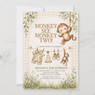 Invitation Joli singe voit singe deux Neutre Singe 2ème