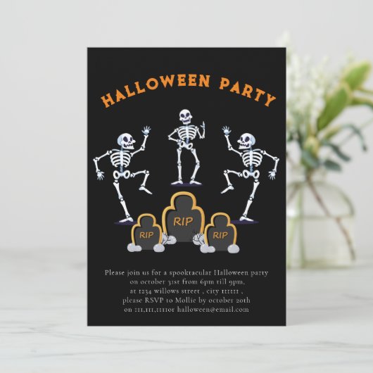 Invitation Joli skellington halloween (Debout devant)
