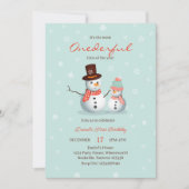 Invitation Joli Snowman Hiver Onederland Anniversaire (Devant)