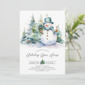 Invitation Joli Snowman Holiday Open House (Debout devant)