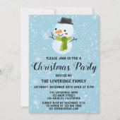 Invitation Joli Snowman Noël Party White Snowflakes Bleu (Devant)