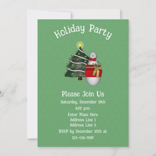 Invitation Joli Snowman Tree Présent Noël (Devant)