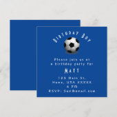 Invitation Joli Soccer Anniversaire Garçon Bleu et Blanc (Devant / Derrière)