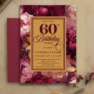 Invitation Joli Style Bourgogne Blush Or 60e Anniversaire