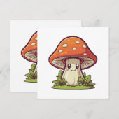 Invitation Joli style kawaii, cueillette de champignons (Devant / Derrière)